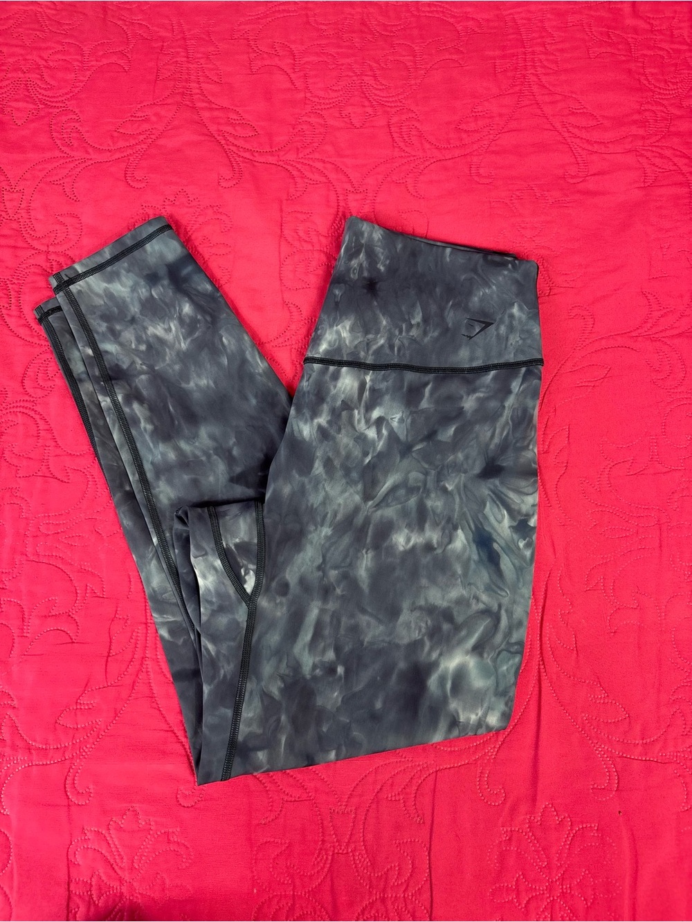 Gymshark Black & Gray Marble-Print High-Waist Leggings - Picture 5 of 9